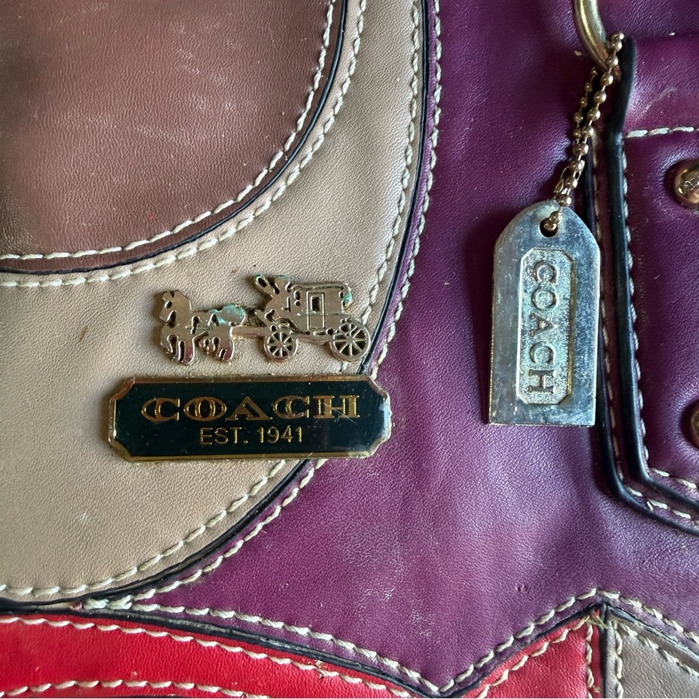 Coach Multicolor Patchwork Leather Tote Shoulder … - image 2